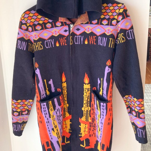 Elite Premium Denim Hoodie Cardigan Sweater SOFT Small Zipper Colorful Pattern - Picture 2 of 11